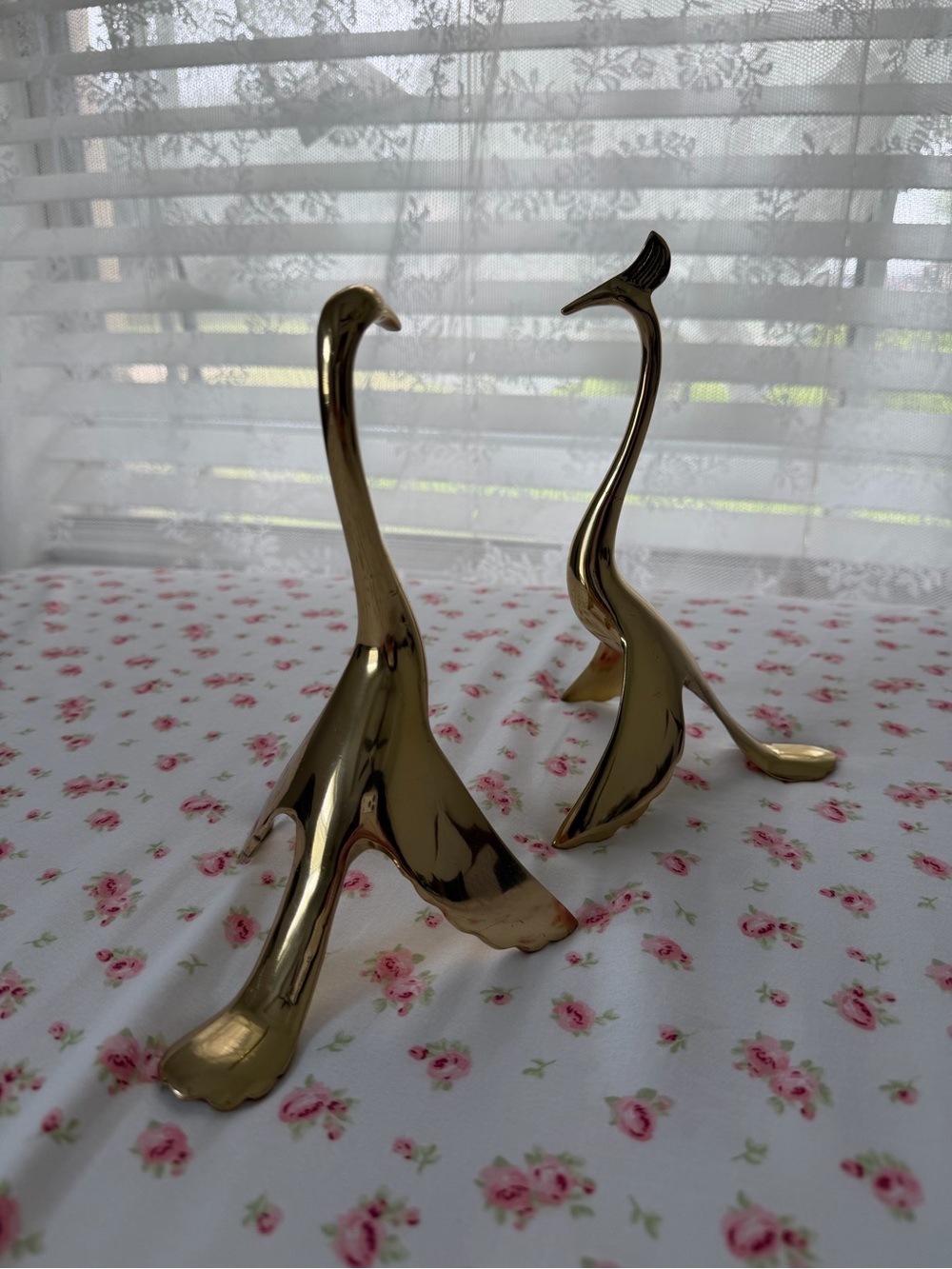 Anthropologie Brass Gold Decorative Swan Bookends